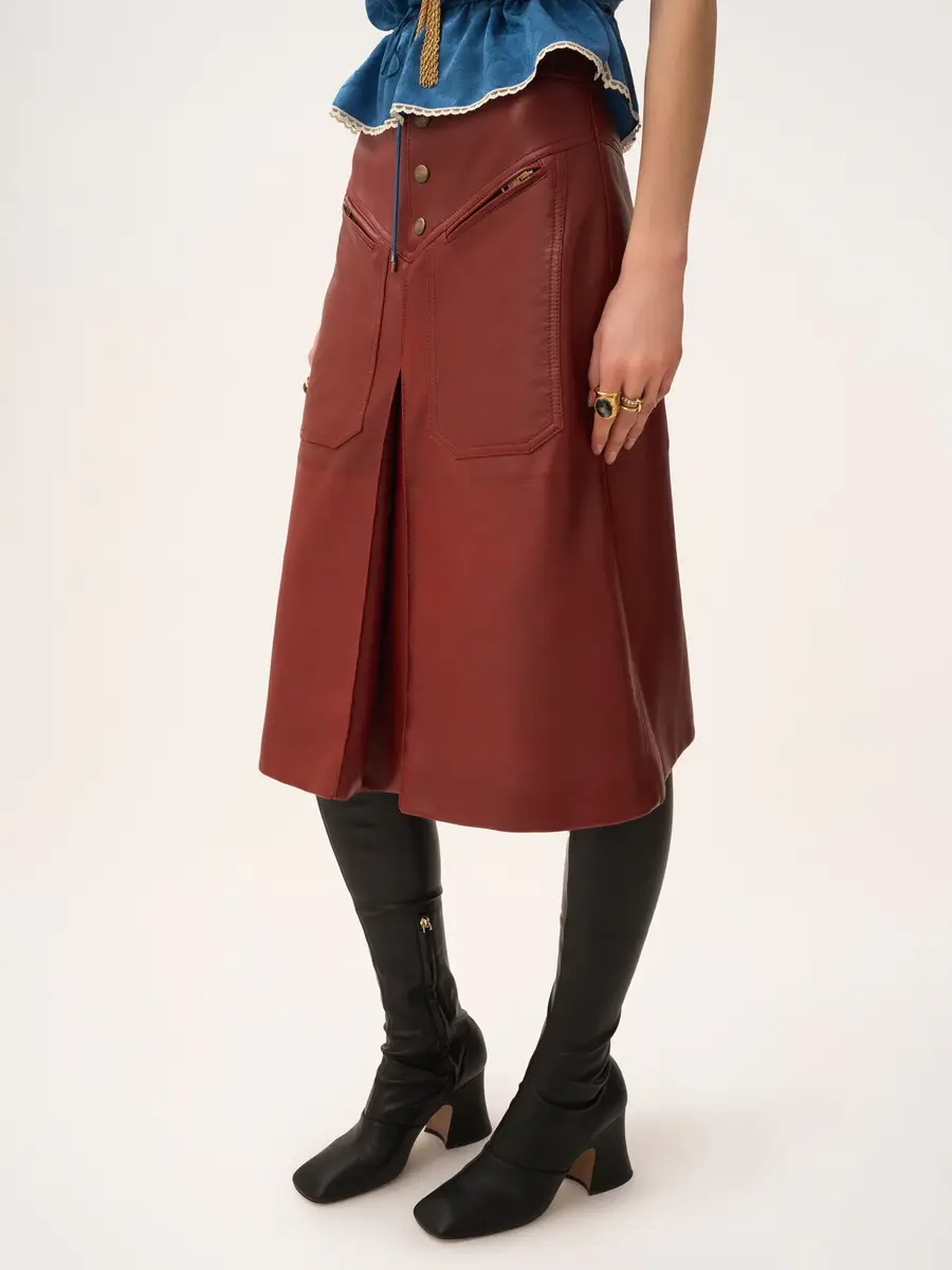 Chloé Knee-length skirt in leather | Thumbnail 4