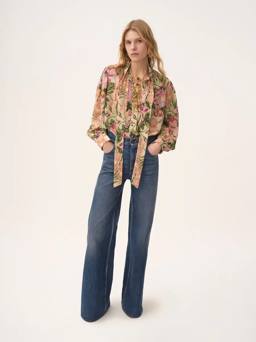 Chloé Maxi gathered lavallière blouse in crêpe de chine | Thumbnail 3 Chloé Maxi gathered lavallière blouse in crêpe de chine | Thumbnail 3