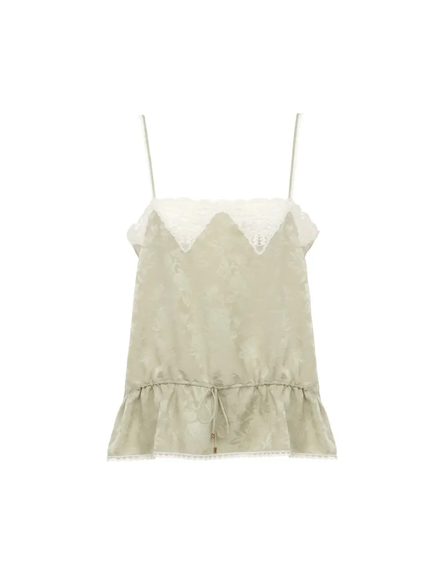 Chloé Drawstring camisole top in silk jacquard & lace | Thumbnail 2