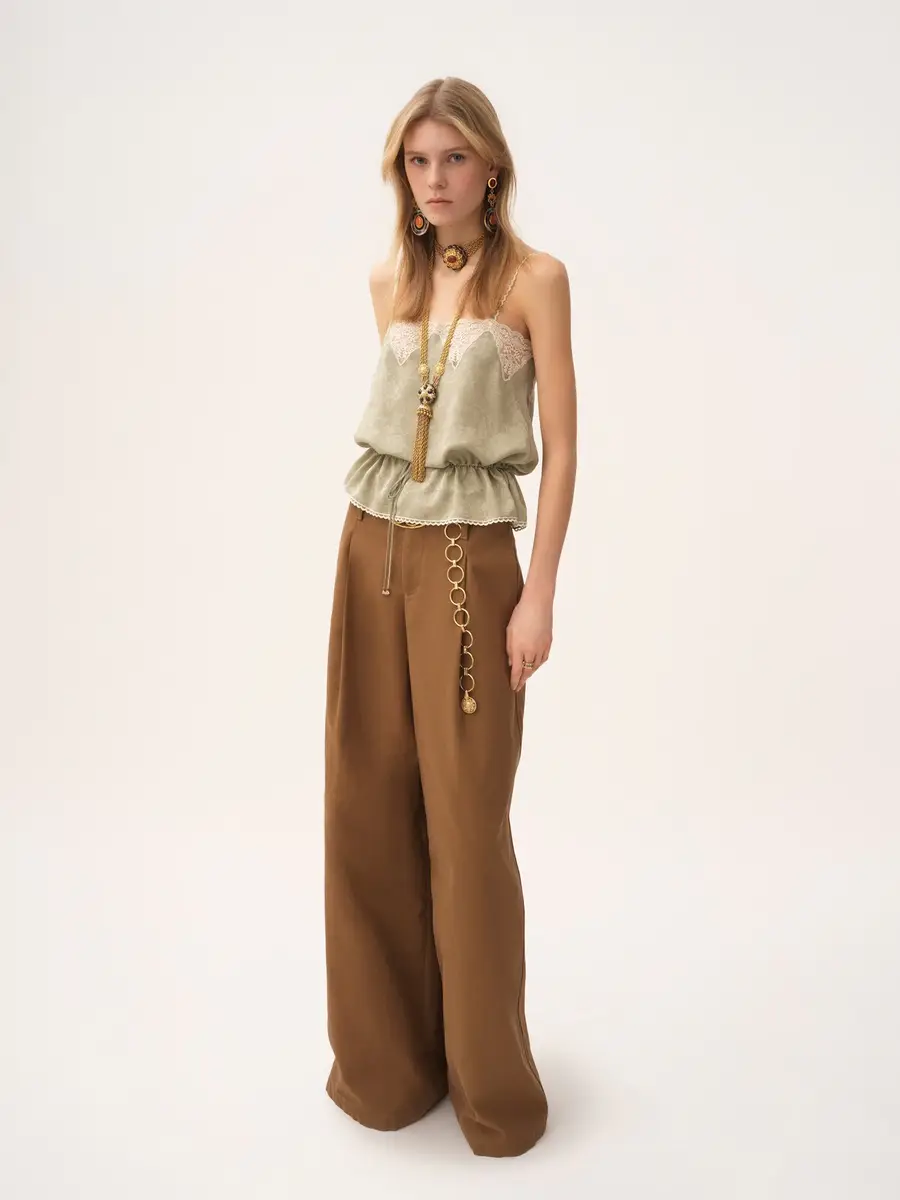 Chloé Drawstring camisole top in silk jacquard & lace | Thumbnail 3