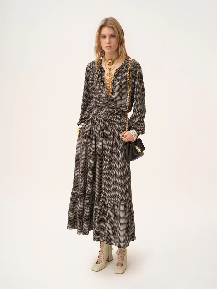 Chloé Open-neck top in crêpe de chine & lace | Thumbnail 3 Chloé Open-neck top in crêpe de chine & lace | Thumbnail 3