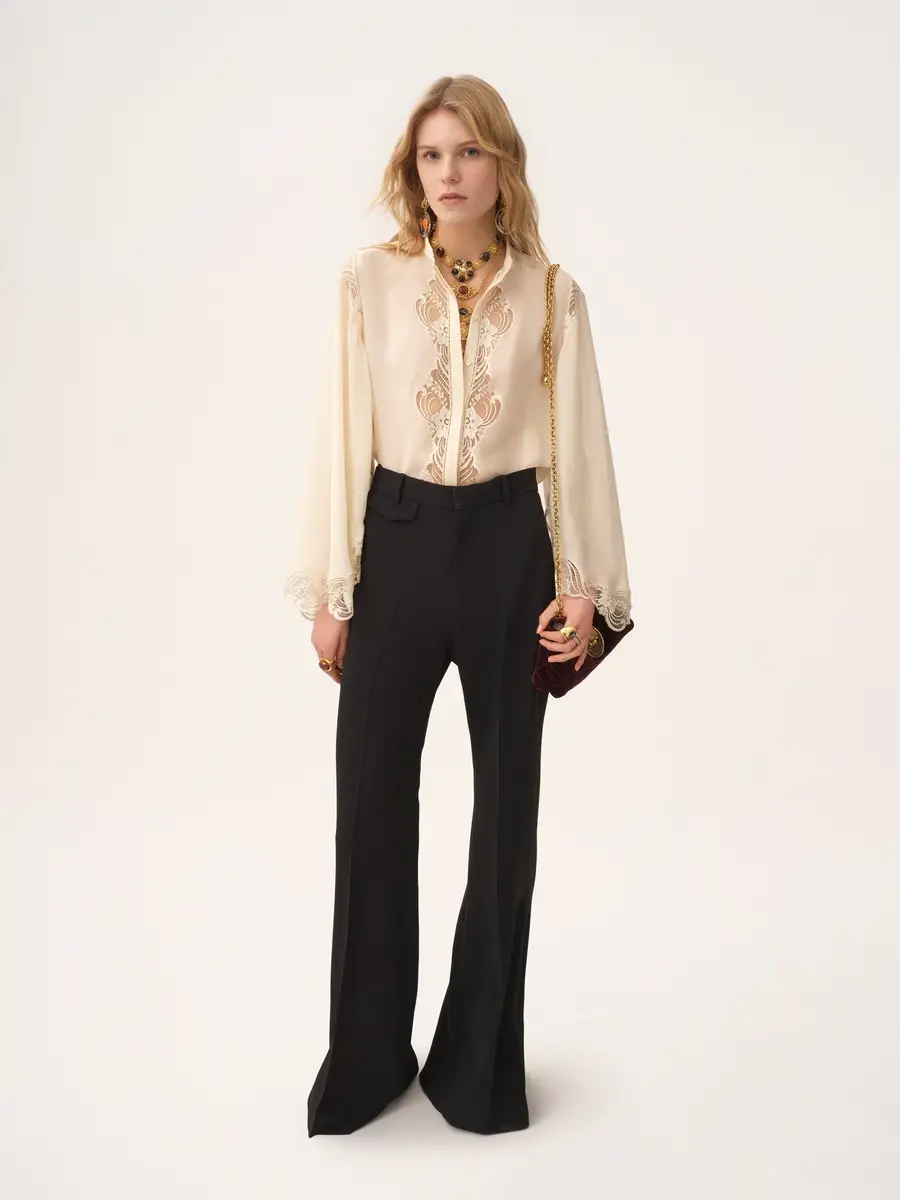 Chloé Fluid blouse in silk georgette & lace | Thumbnail 3 Chloé Fluid blouse in silk georgette & lace | Thumbnail 3