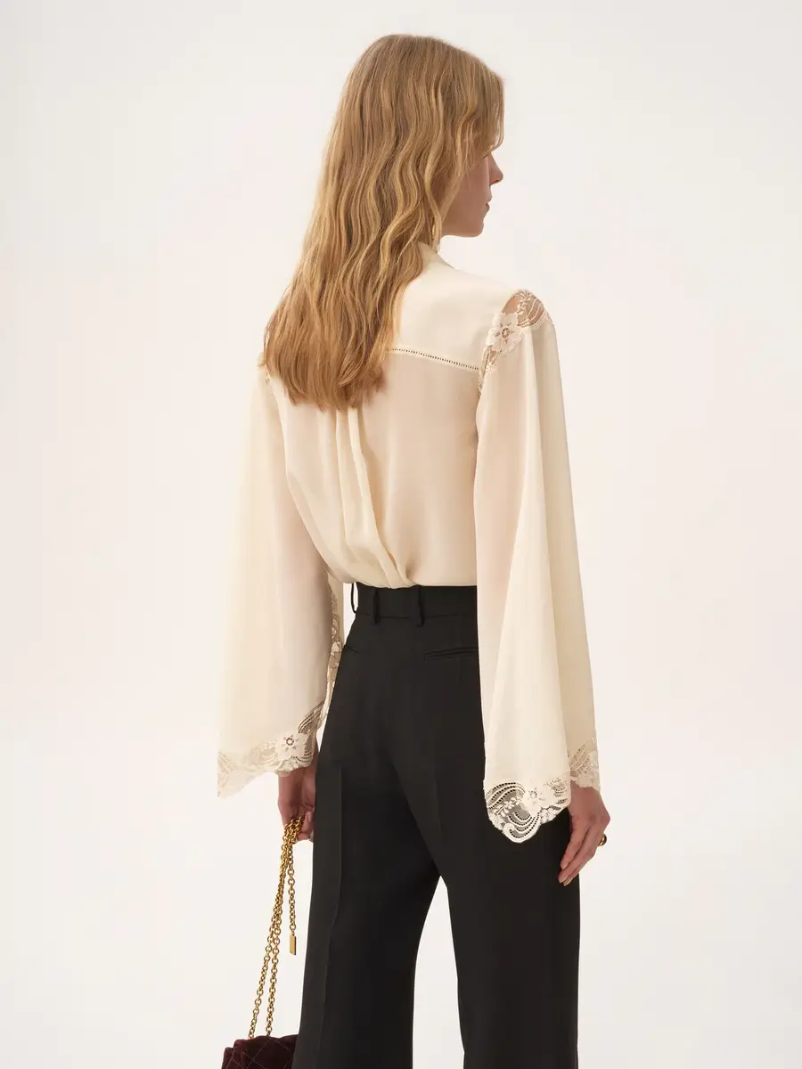 Chloé Fluid blouse in silk georgette & lace | Thumbnail 5 Chloé Fluid blouse in silk georgette & lace | Thumbnail 5