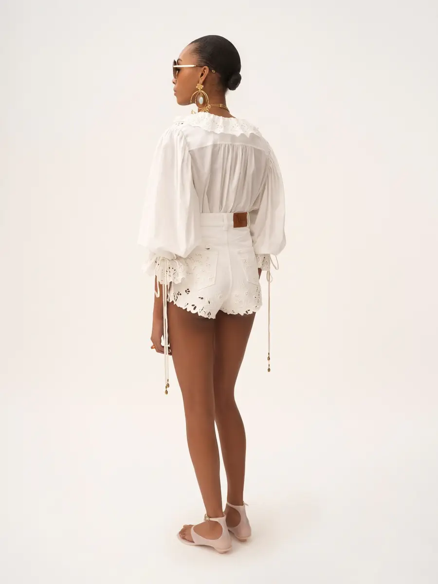 Chloé Puff-sleeve V-neck top in cotton voile | Thumbnail 4