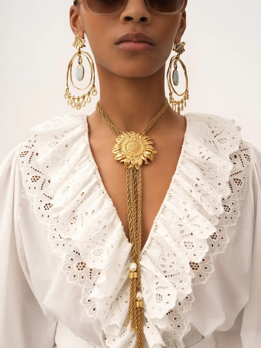 Chloé Puff-sleeve V-neck top in cotton voile | Thumbnail 5