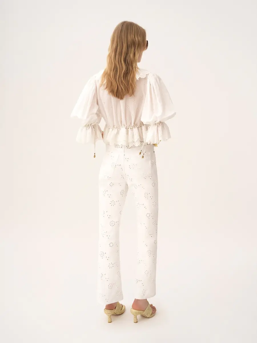 Chloé V-neck ruffle top in cotton voile | Thumbnail 5