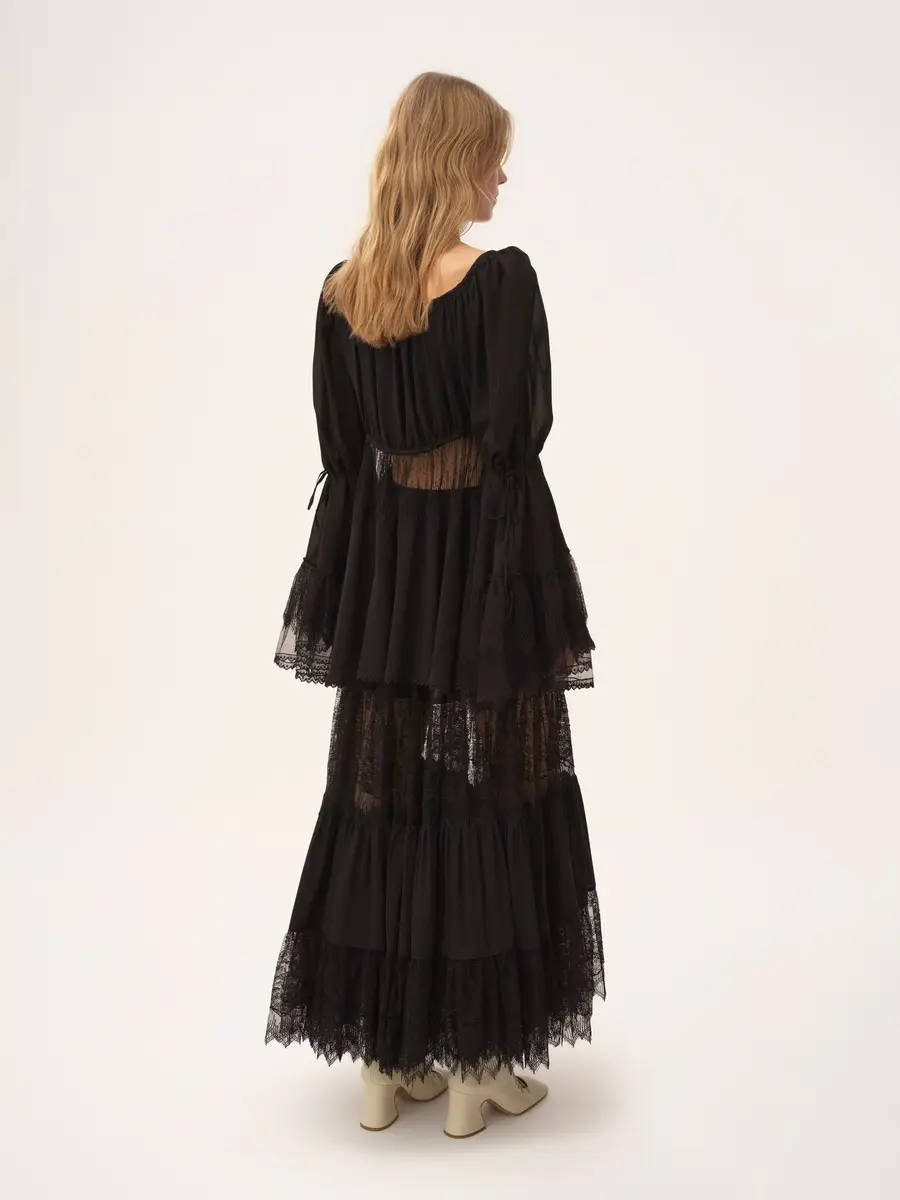 Chloé Scoop-neck puff-sleeve top in silk georgette & lace | Thumbnail 5 Chloé Scoop-neck puff-sleeve top in silk georgette & lace | Thumbnail 5
