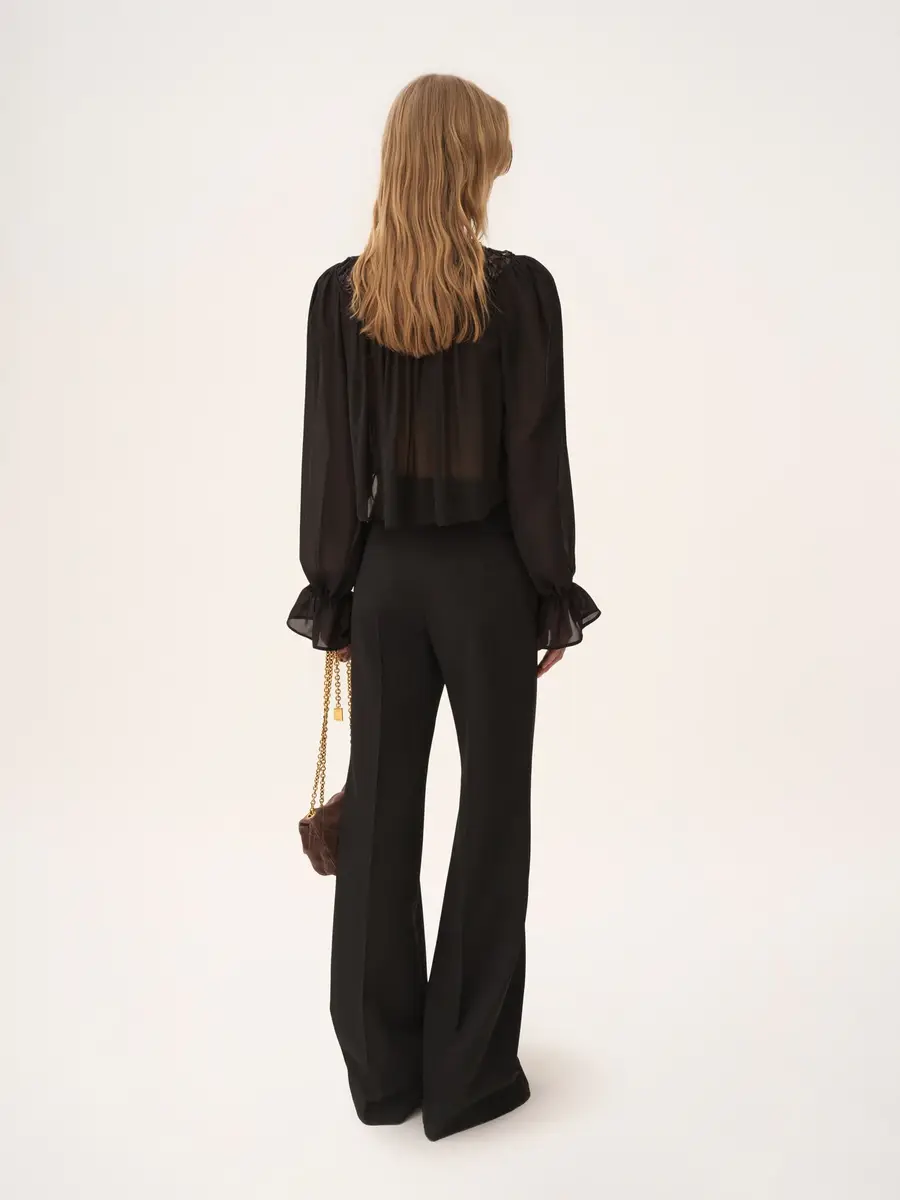 Chloé Scoop-neck cropped top in silk georgette & lace | Thumbnail 5 Chloé Scoop-neck cropped top in silk georgette & lace | Thumbnail 5