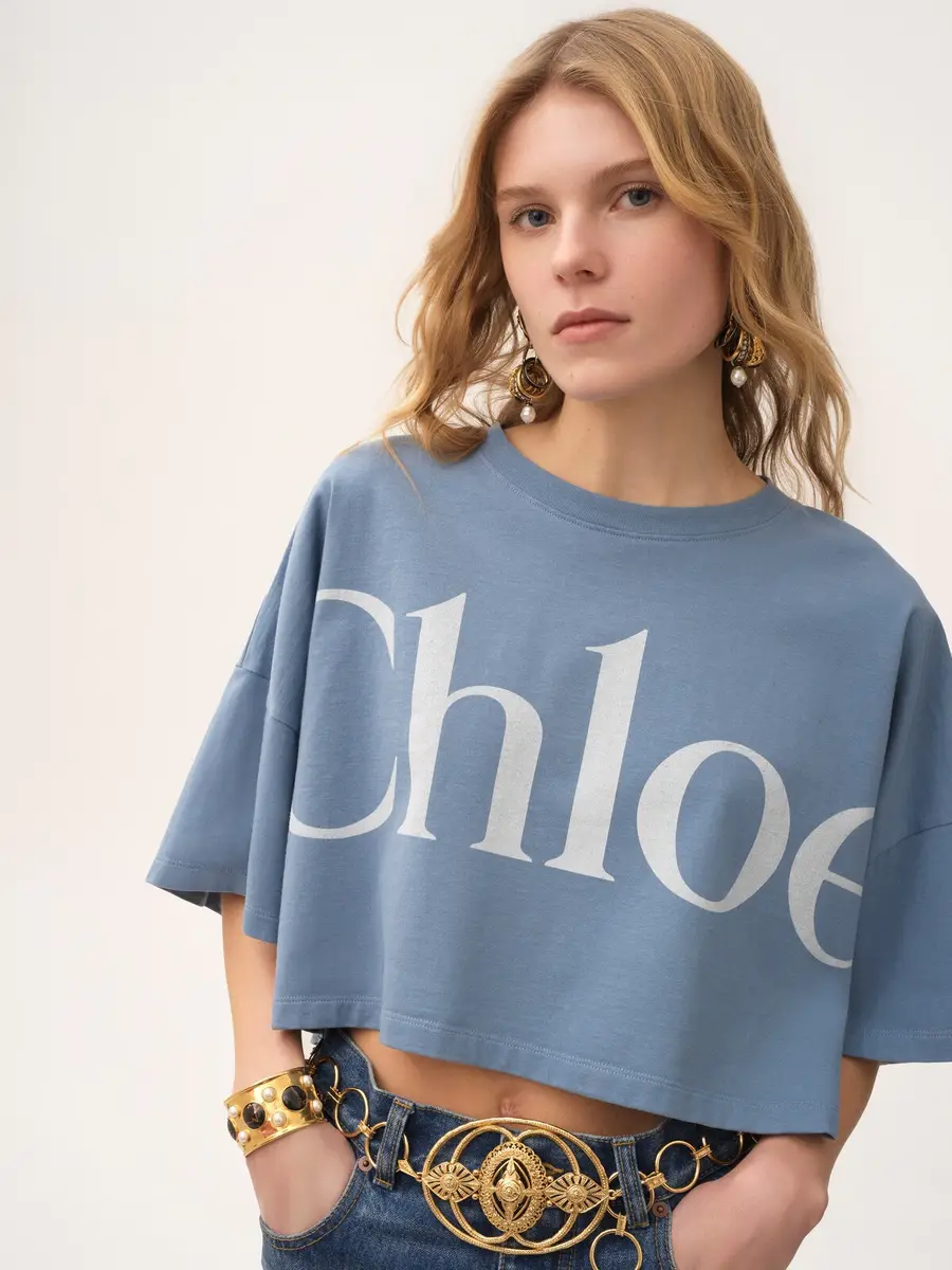 Chloé Cropped boxy logo T-shirt in cotton jersey | Thumbnail 4 Chloé Cropped boxy logo T-shirt in cotton jersey | Thumbnail 4