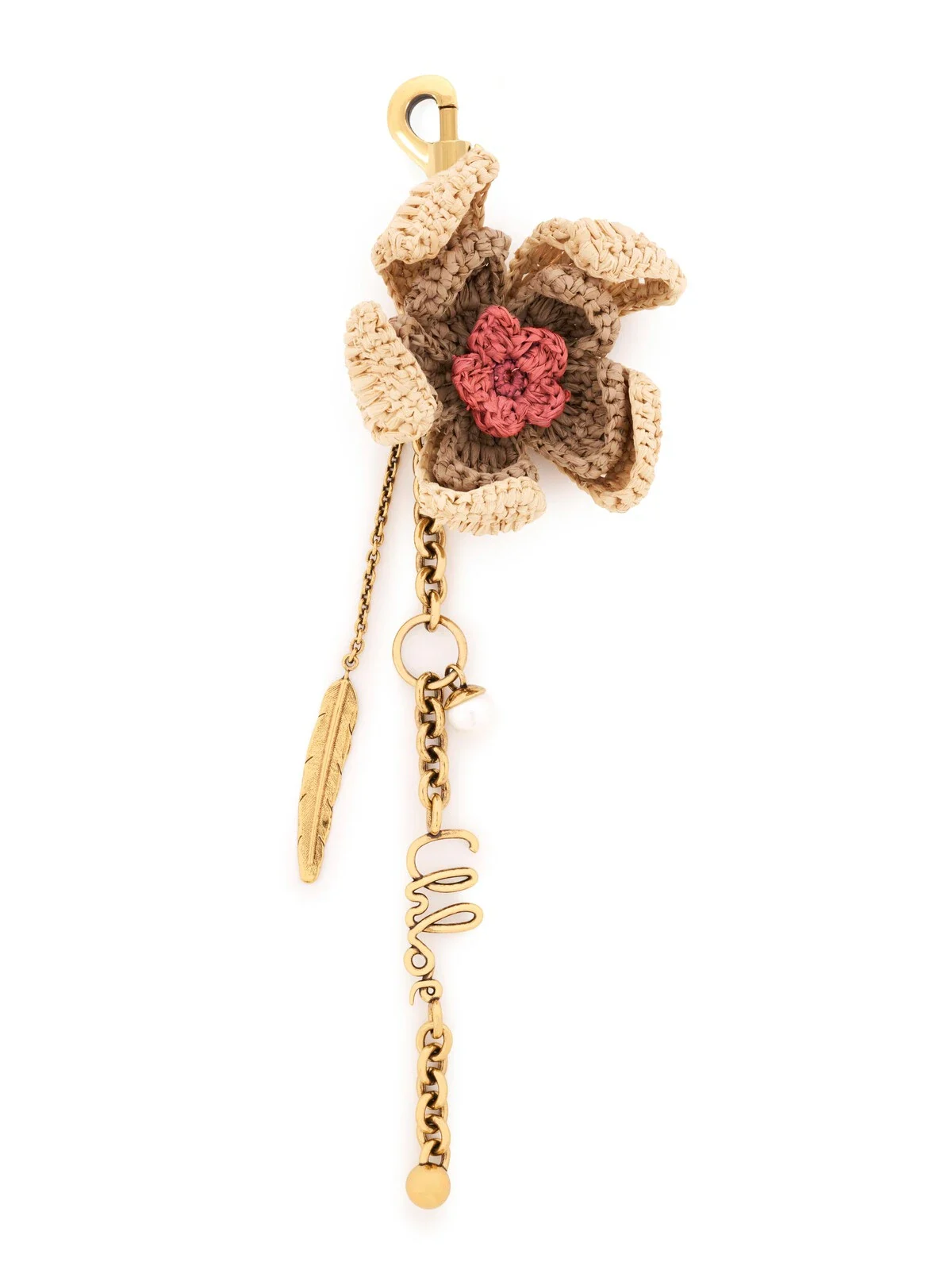 Chloé Chloé Symbols Flower bag charm in raffia & brass