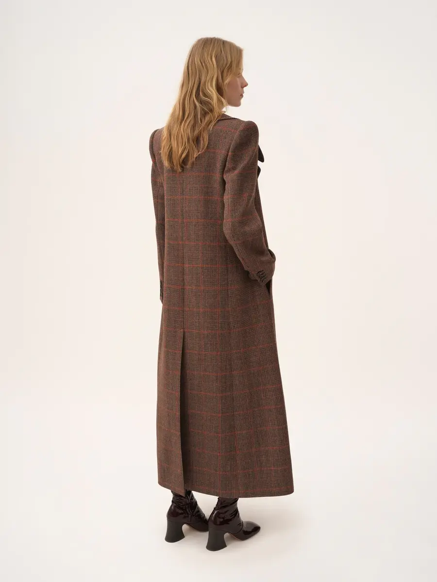 Chloé Long double-breasted coat in check wool | Thumbnail 5 Chloé Long double-breasted coat in check wool | Thumbnail 5