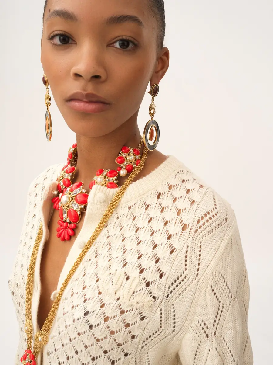 Chloé Ruffled logo cardigan in a silk, alpaca & cotton knit | Thumbnail 6 Chloé Ruffled logo cardigan in a silk, alpaca & cotton knit | Thumbnail 6