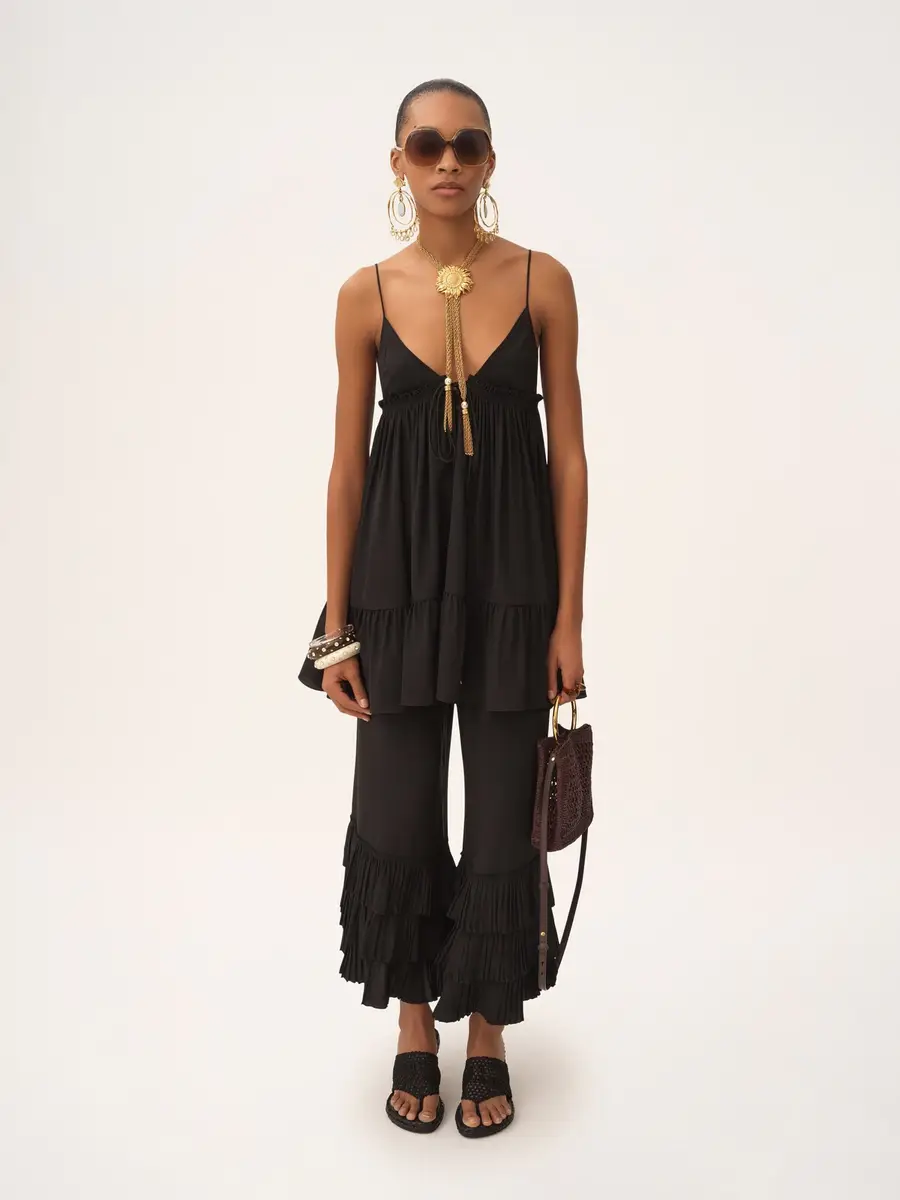 Chloé Fluid wide-leg pants in crêpe de chine | Thumbnail 3