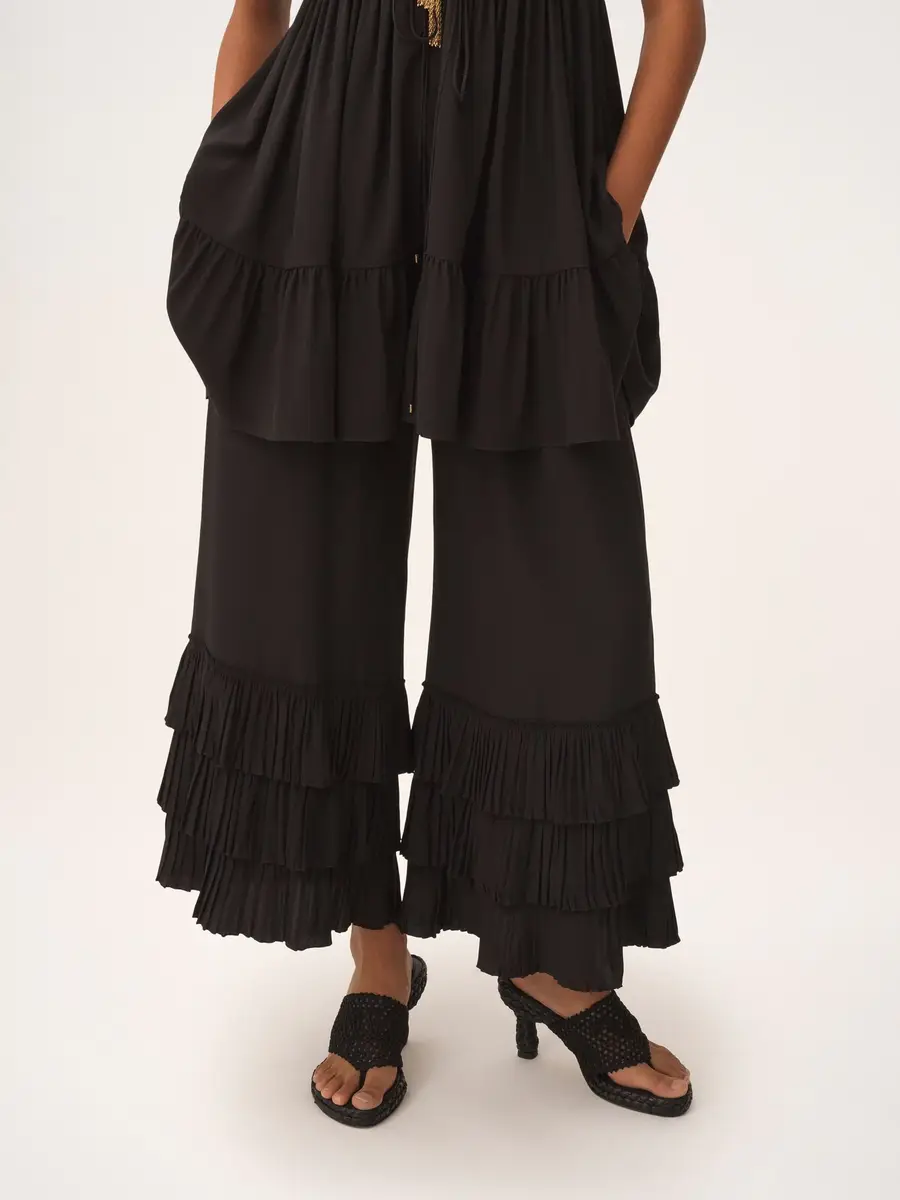Chloé Fluid wide-leg pants in crêpe de chine | Thumbnail 4