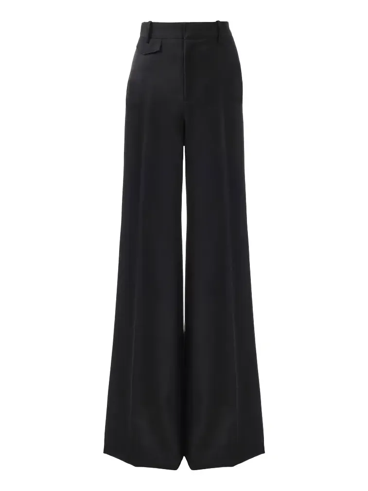 High-rise flared pants in wool grain de poudre High-rise flared pants in wool grain de poudre