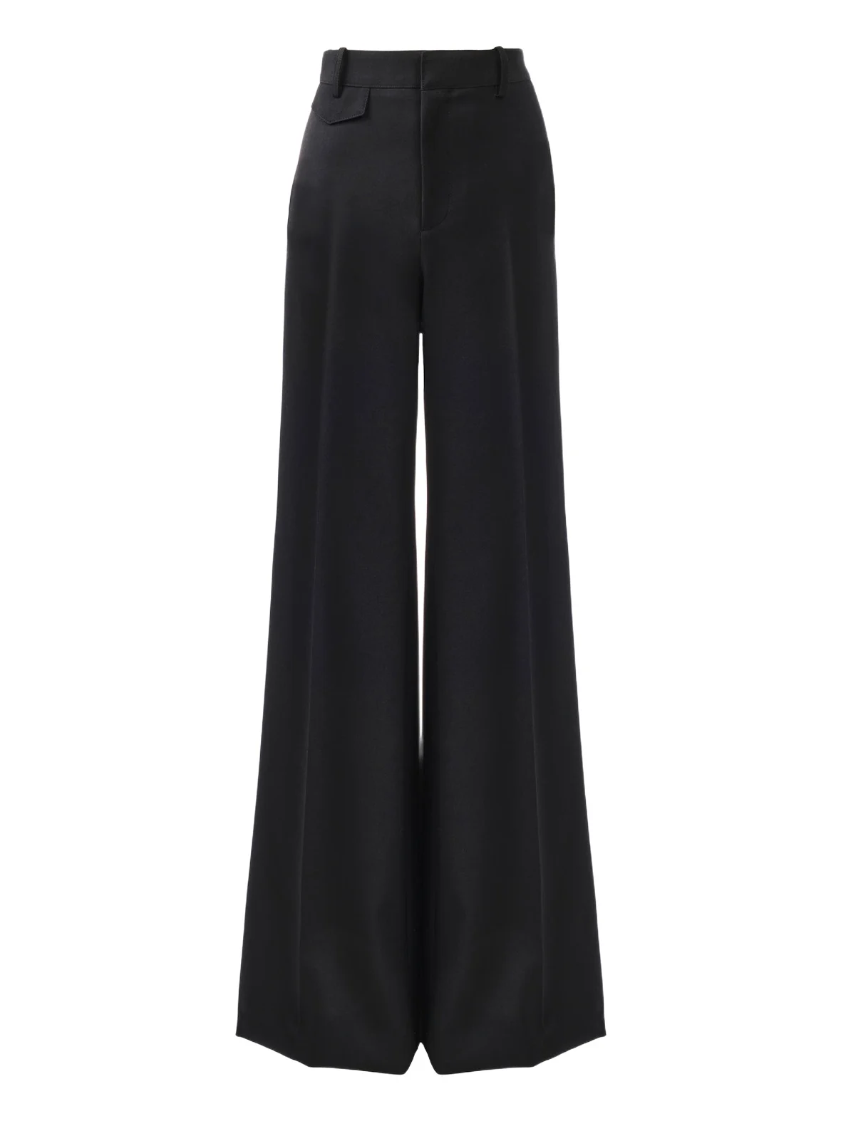 High-rise flared pants in wool grain de poudre