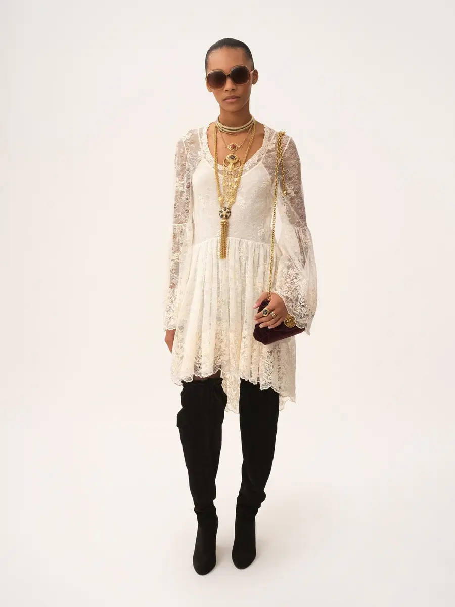 Chloé Scoop-neck mini dress in embroidered lace | Thumbnail 3 Chloé Scoop-neck mini dress in embroidered lace | Thumbnail 3