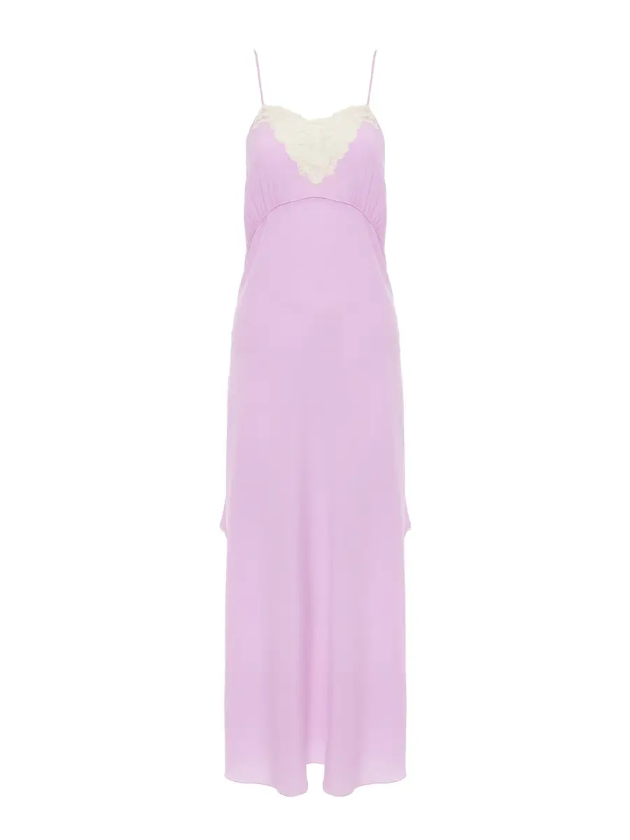 Chloé Thin-strap midi dress in crêpe de chine & lace | Thumbnail 2 Chloé Thin-strap midi dress in crêpe de chine & lace | Thumbnail 2