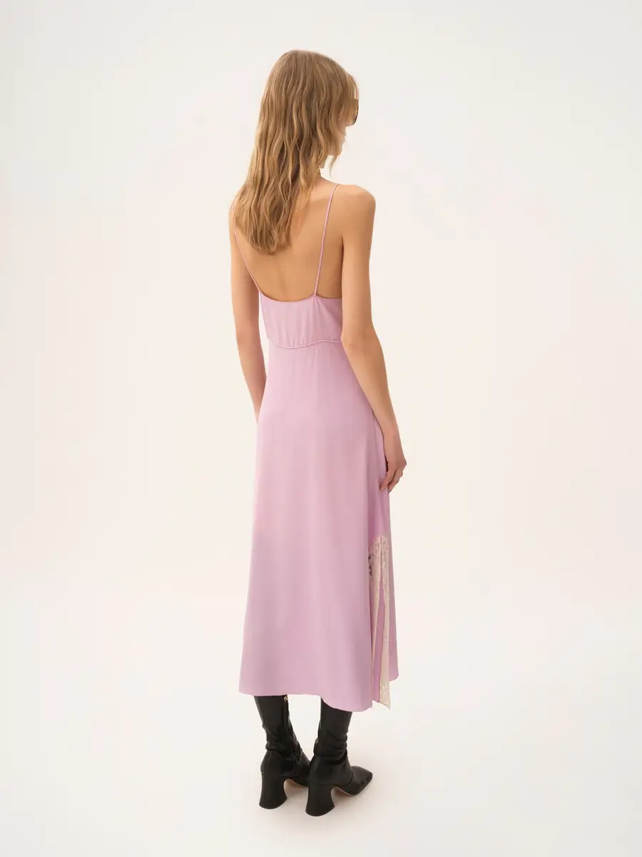 Chloé Thin-strap midi dress in crêpe de chine & lace | Thumbnail 5 Chloé Thin-strap midi dress in crêpe de chine & lace | Thumbnail 5