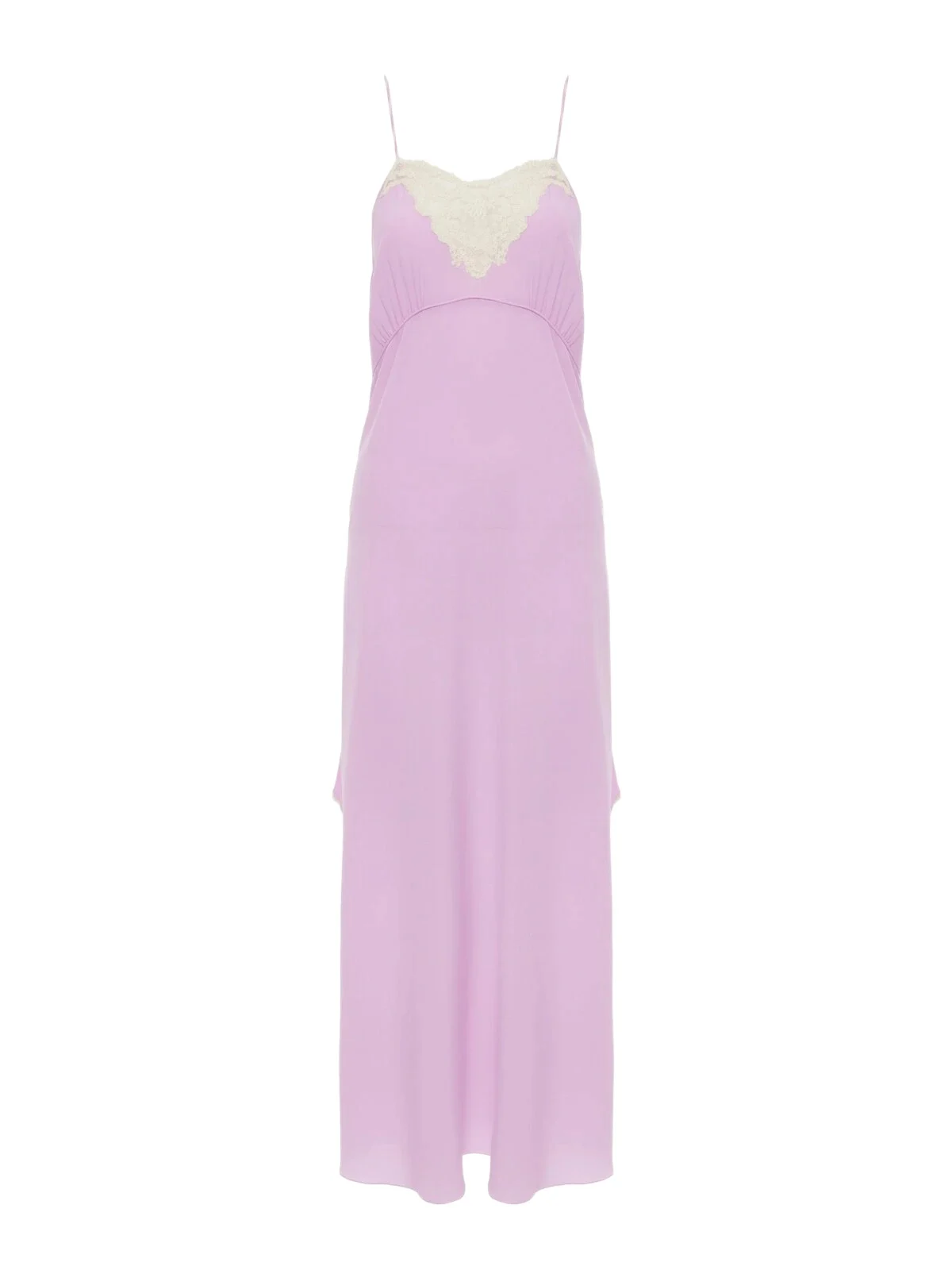 Thin-strap midi dress in crêpe de chine & lace Thin-strap midi dress in crêpe de chine & lace