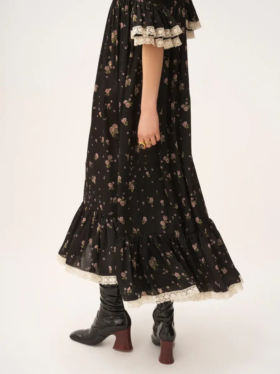 Chloé Scoop-neck midi dress in silk charmeuse & lace | Thumbnail 6