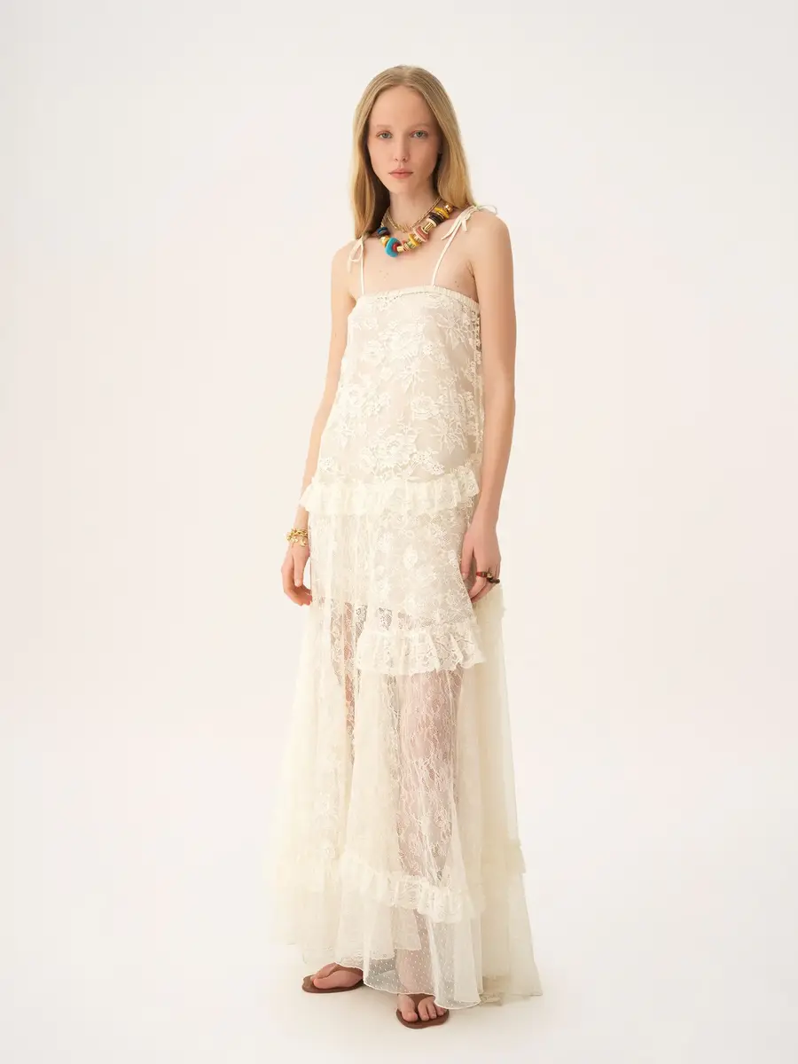 Chloé Thin-strap long dress in embroidered lace | Thumbnail 4