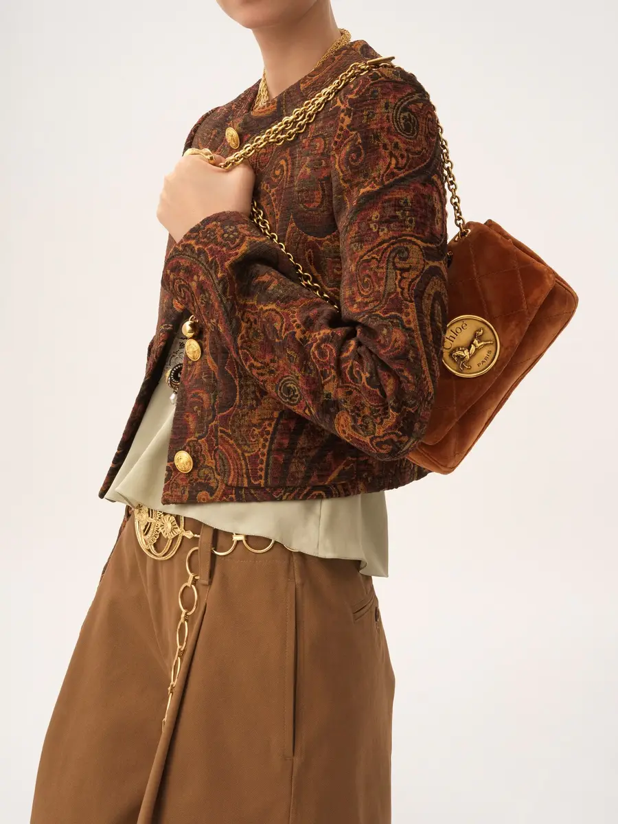 Chloé Small Chloé Heritage shoulder bag in velvet | Thumbnail 3 Chloé Small Chloé Heritage shoulder bag in velvet | Thumbnail 3