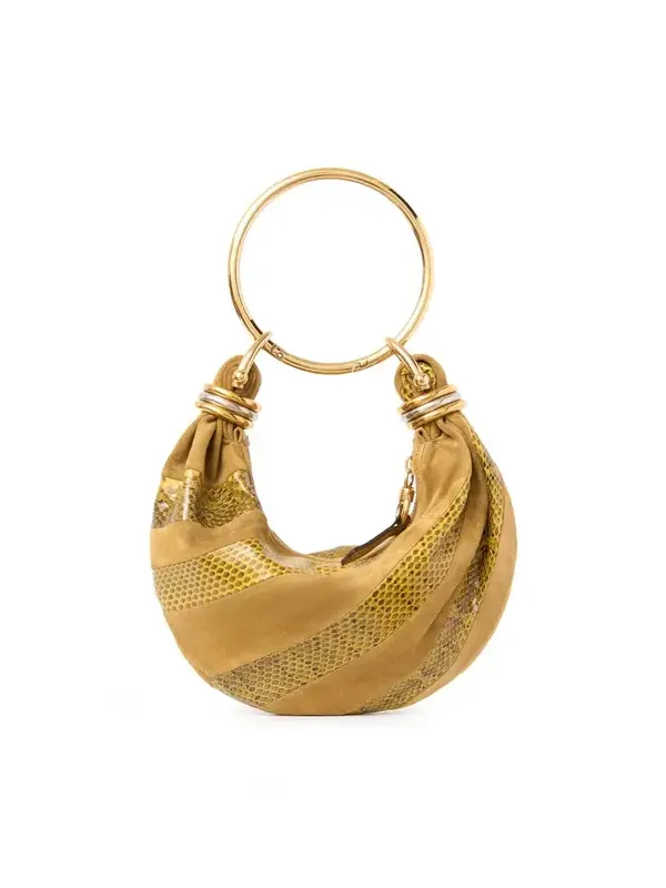 Chloé Mini Bracelet Hobo bag in suede leather & snakeskin