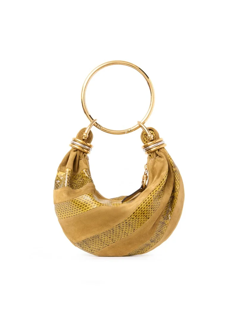 Mini Bracelet Hobo bag in suede leather & snakeskin Mini Bracelet Hobo bag in suede leather & snakeskin