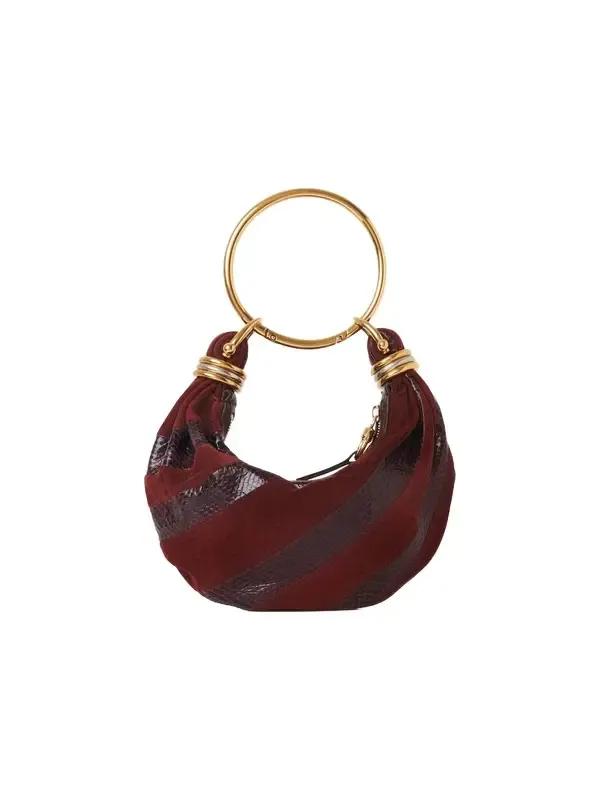 Chloé Mini Bracelet Hobo bag in suede leather & snakeskin