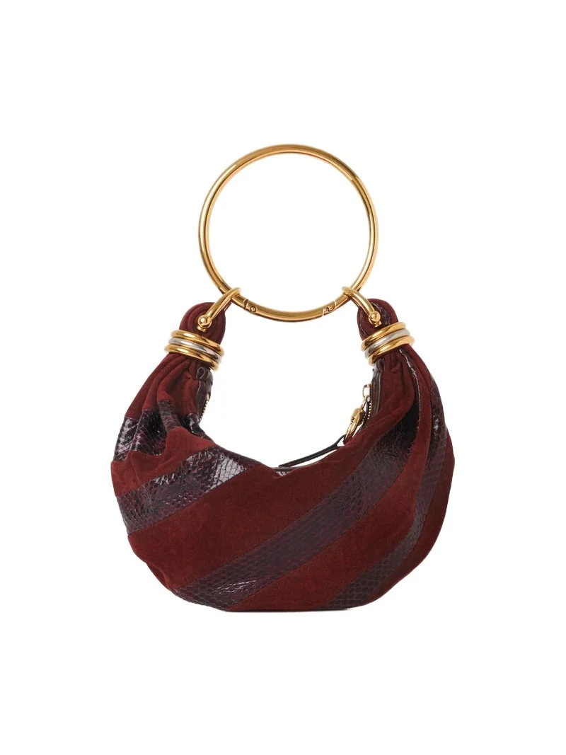 Mini Bracelet Hobo bag in suede leather & snakeskin Mini Bracelet Hobo bag in suede leather & snakeskin
