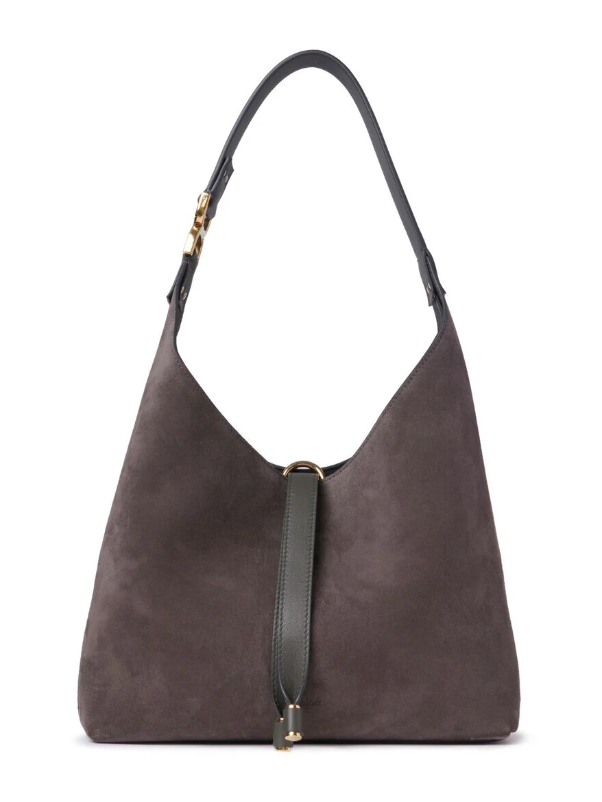 Small Marcie hobo bag in suede leather