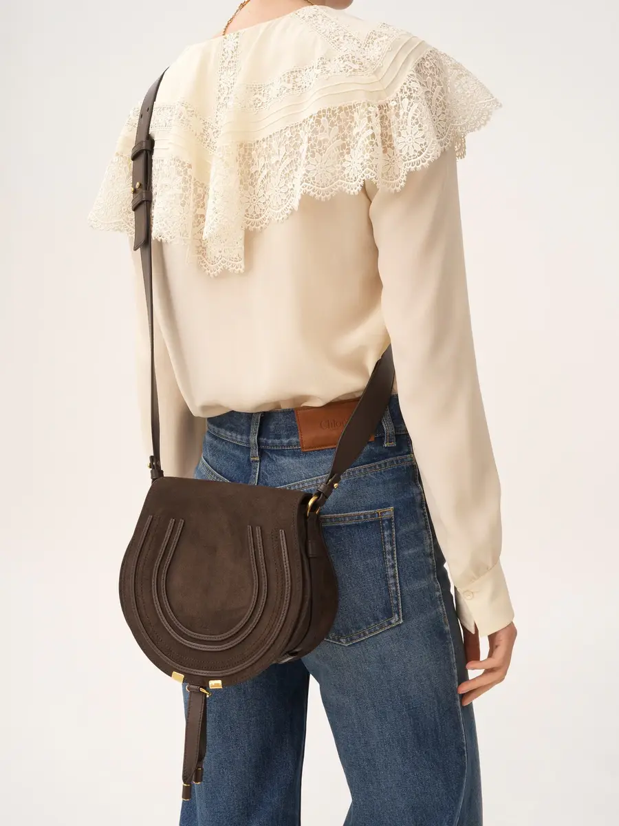Chloé Marcie saddle bag in suede leather | Thumbnail 3