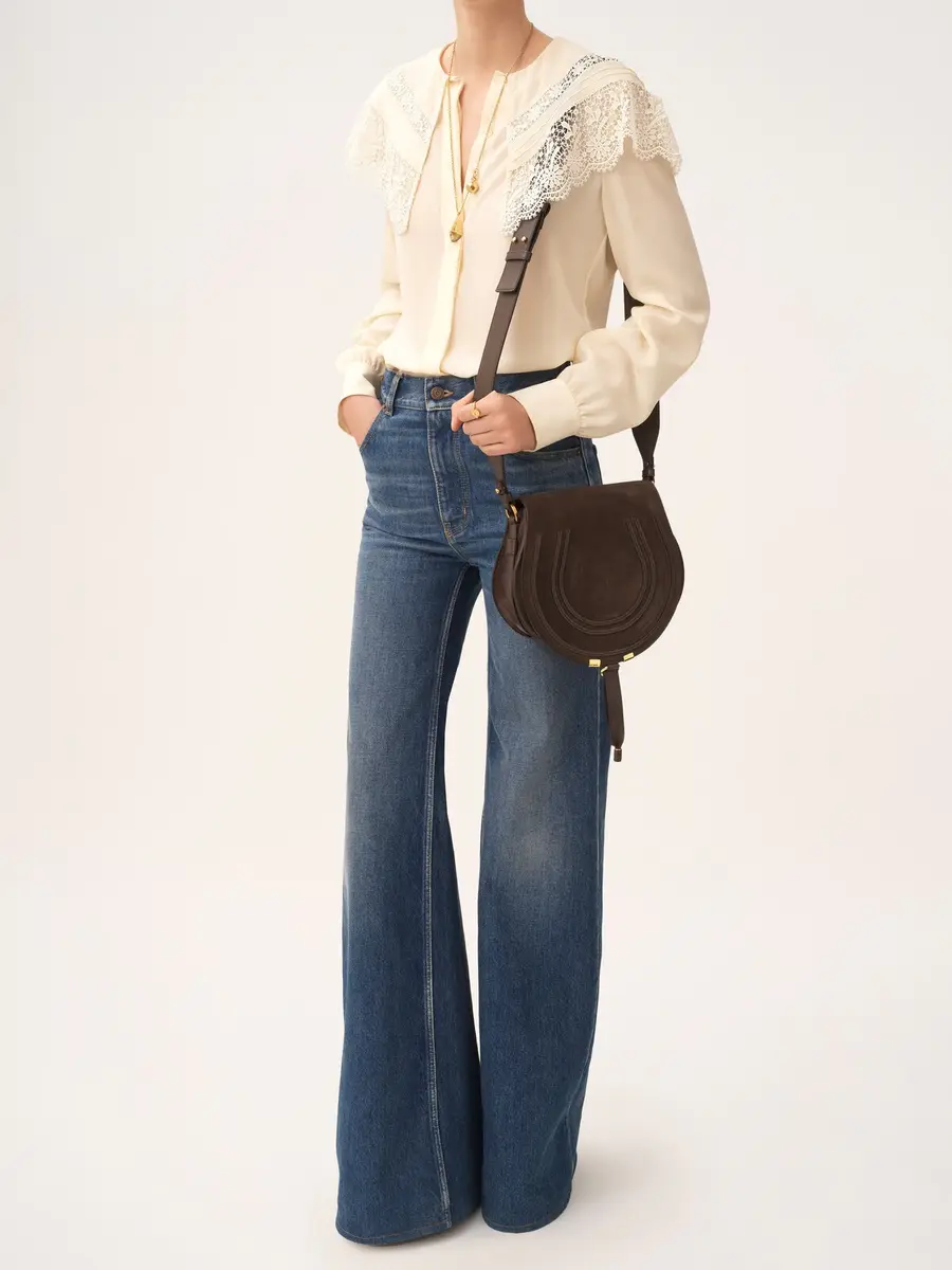 Chloé Marcie saddle bag in suede leather | Thumbnail 8