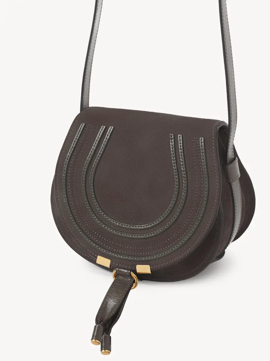 Chloé Small Marcie saddle bag in suede leather | Thumbnail 3