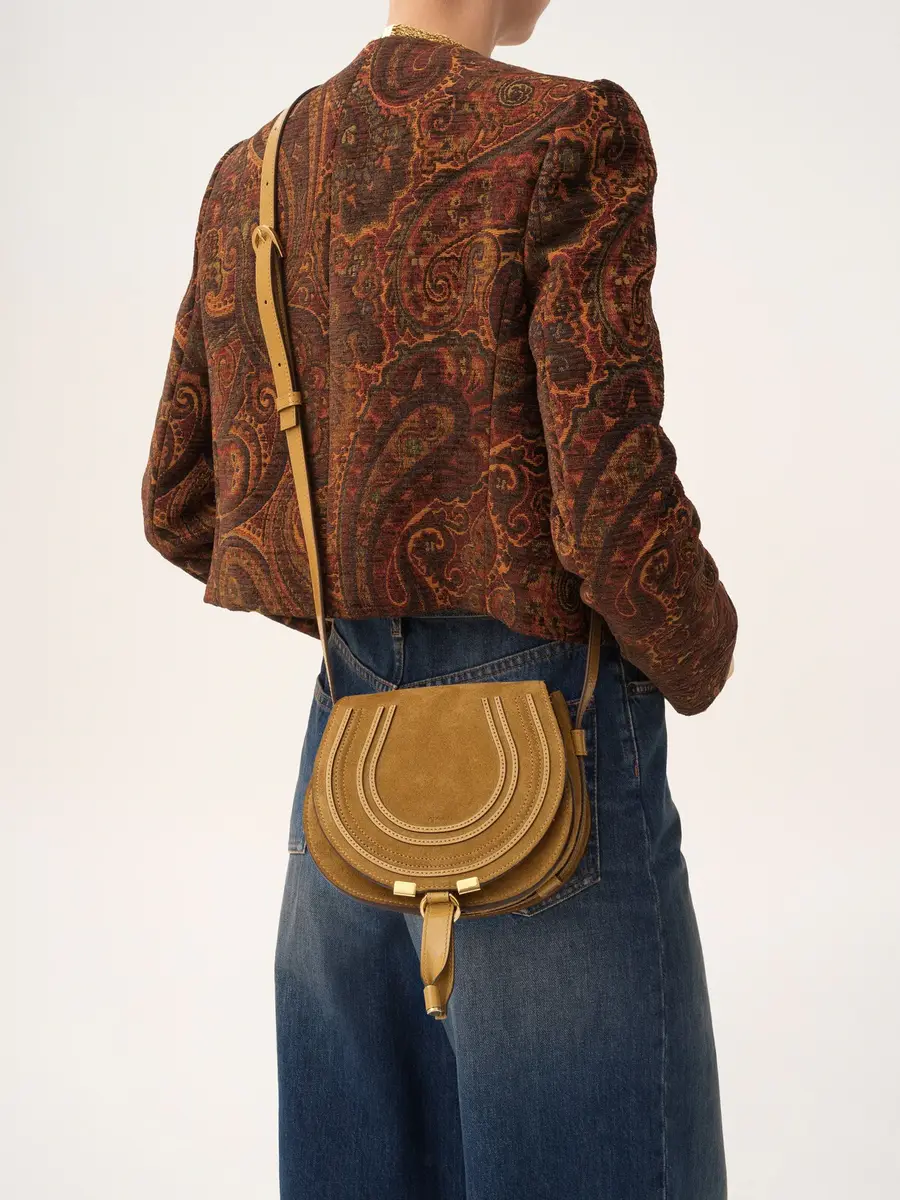 Chloé Small Marcie saddle bag in suede leather | Thumbnail 3