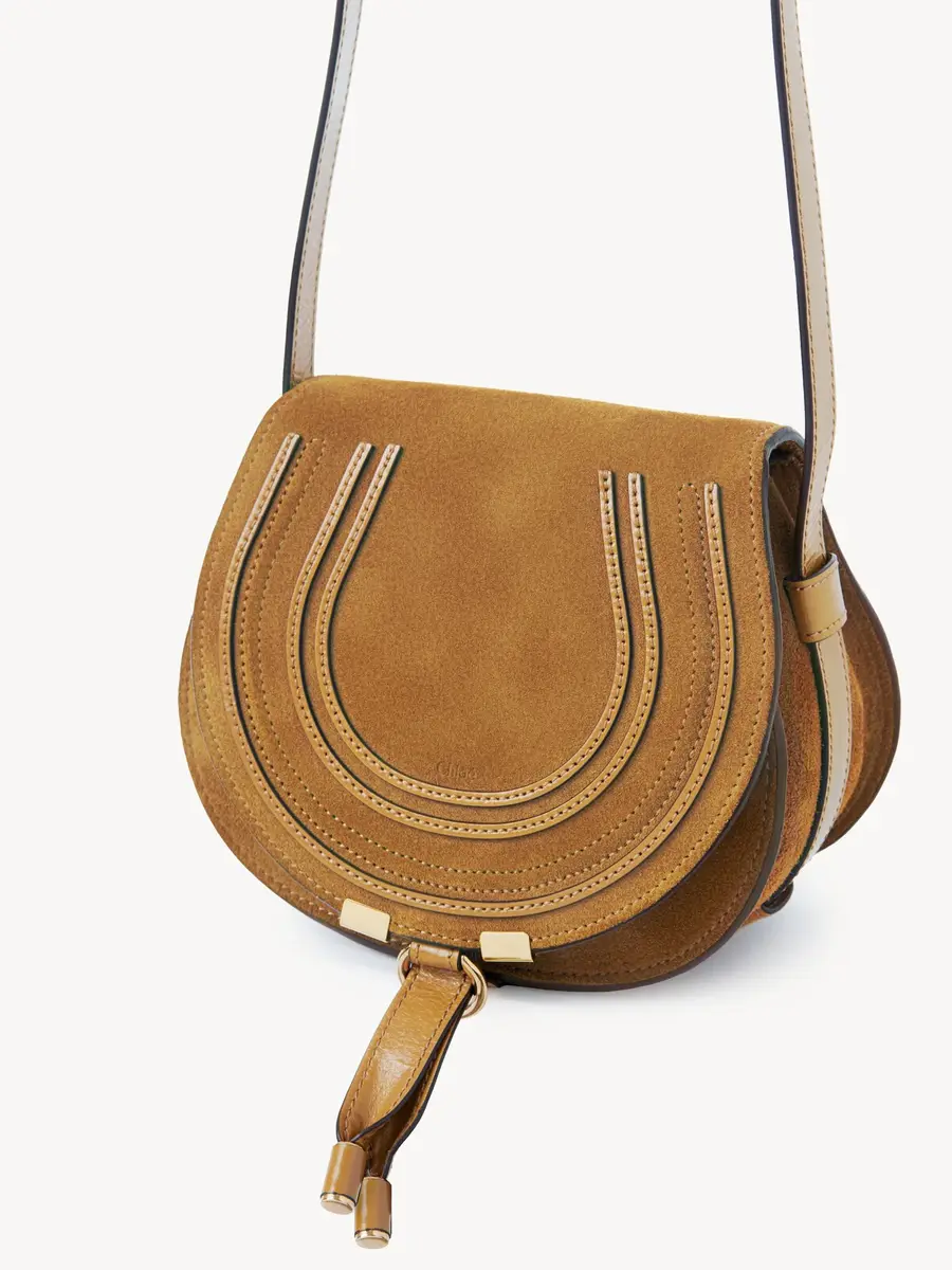 Chloé Small Marcie saddle bag in suede leather | Thumbnail 4