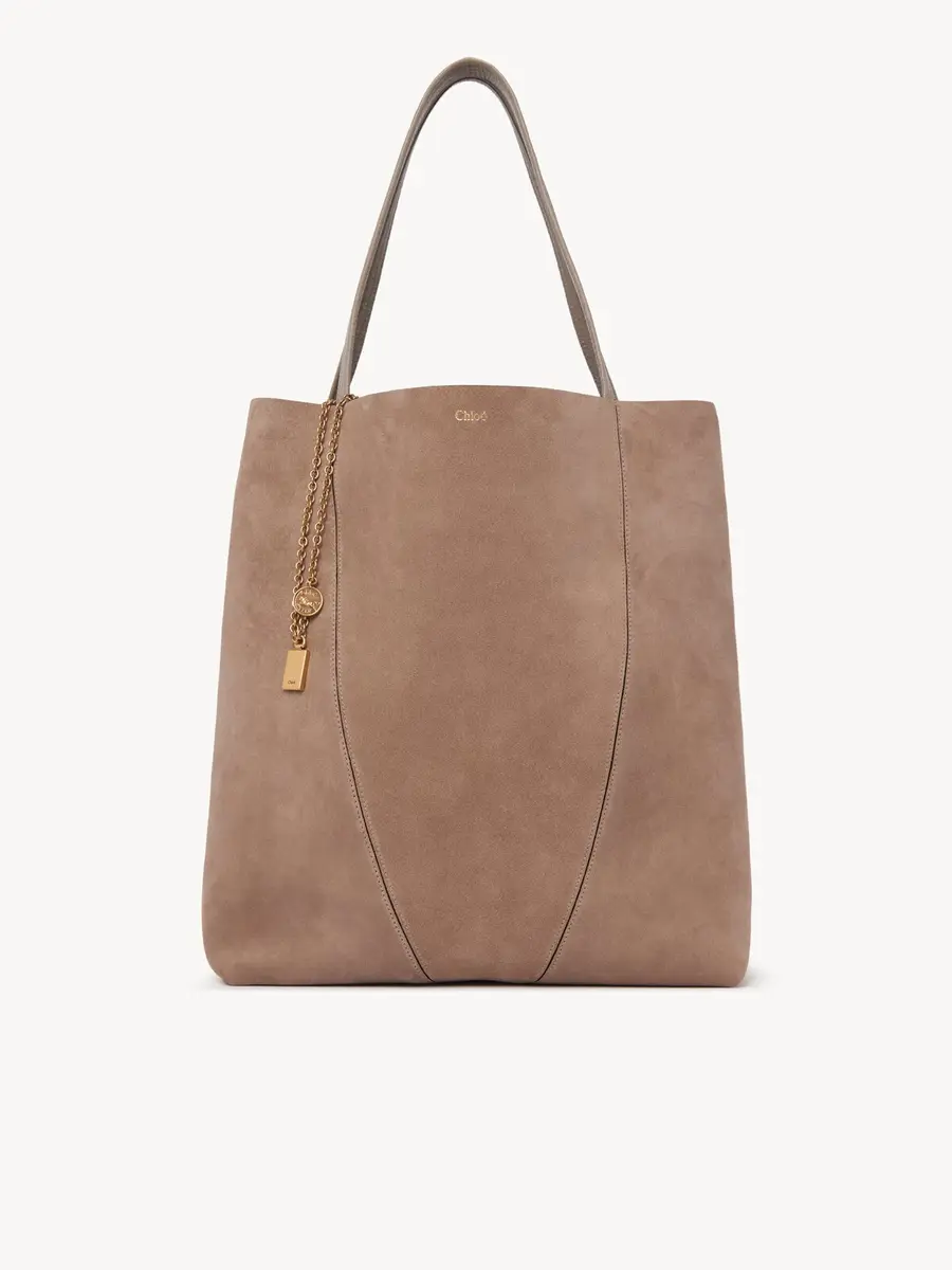 Chloé Large Chloé Spin tote bag in suede leather | Thumbnail 2 Chloé Large Chloé Spin tote bag in suede leather | Thumbnail 2
