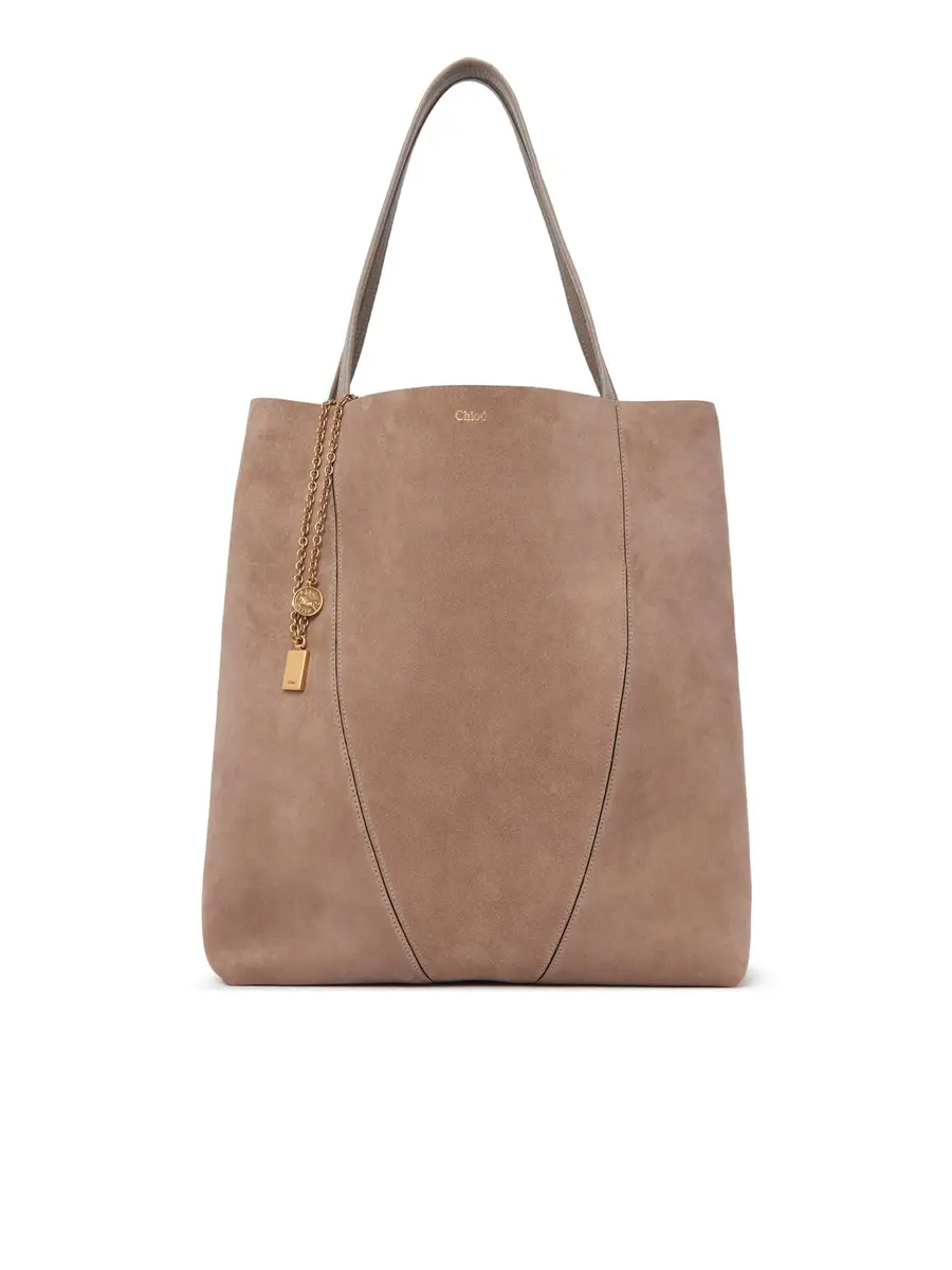 Chloé Large Chloé Spin tote bag in suede leather | Image 1 Chloé Large Chloé Spin tote bag in suede leather | Image 1