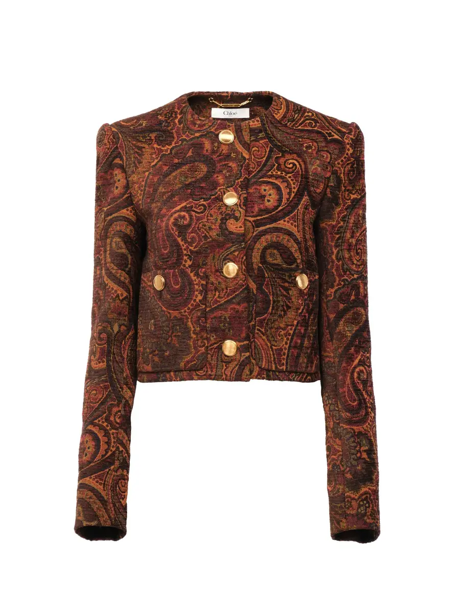 Chloé Boxy collarless jacket in tapestry jacquard | Thumbnail 2 Chloé Boxy collarless jacket in tapestry jacquard | Thumbnail 2