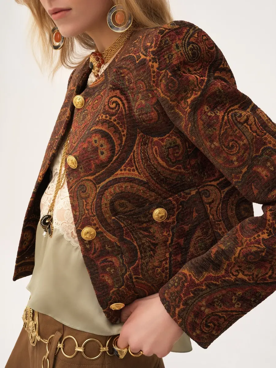 Chloé Boxy collarless jacket in tapestry jacquard | Thumbnail 7 Chloé Boxy collarless jacket in tapestry jacquard | Thumbnail 7