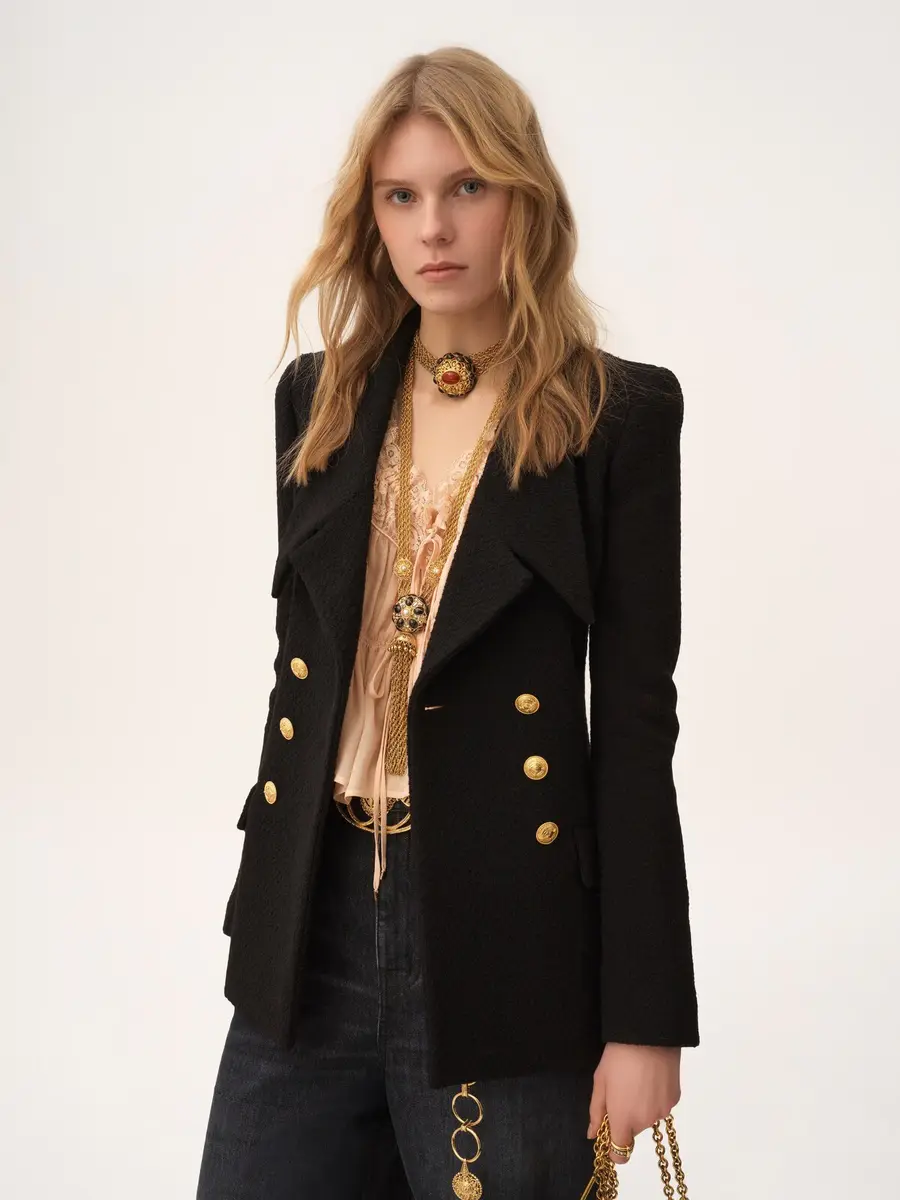Chloé Double-breasted tailored jacket in wool bouclette | Thumbnail 4