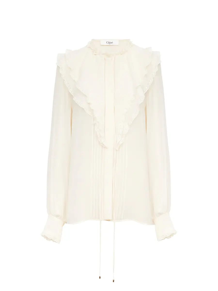 Chloé Ruffled blouse in silk georgette | Thumbnail 2 Chloé Ruffled blouse in silk georgette | Thumbnail 2