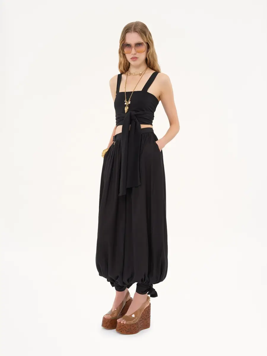 Chloé Cropped front-tie tank top in crêpe de chine | Thumbnail 3 Chloé Cropped front-tie tank top in crêpe de chine | Thumbnail 3