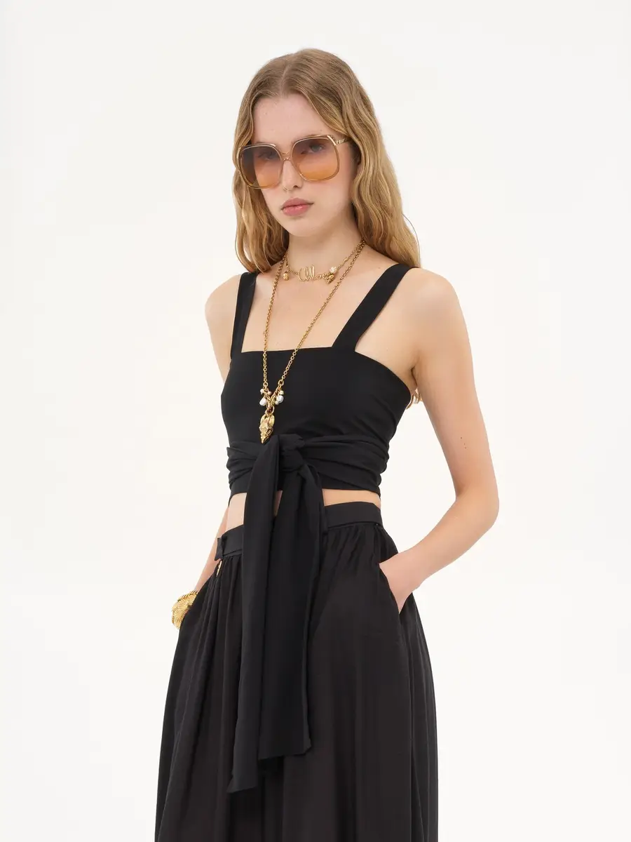 Chloé Cropped front-tie tank top in crêpe de chine | Thumbnail 4 Chloé Cropped front-tie tank top in crêpe de chine | Thumbnail 4