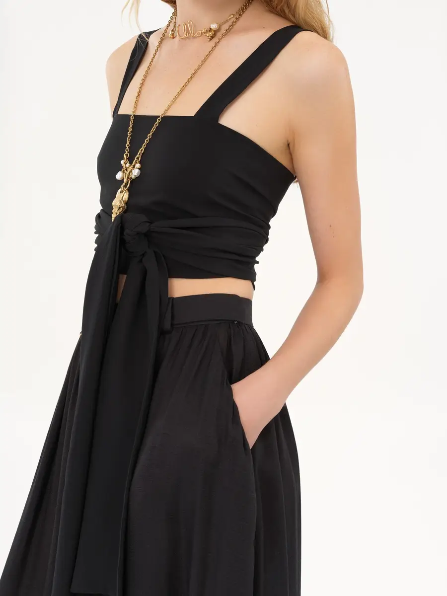 Chloé Cropped front-tie tank top in crêpe de chine | Thumbnail 6 Chloé Cropped front-tie tank top in crêpe de chine | Thumbnail 6