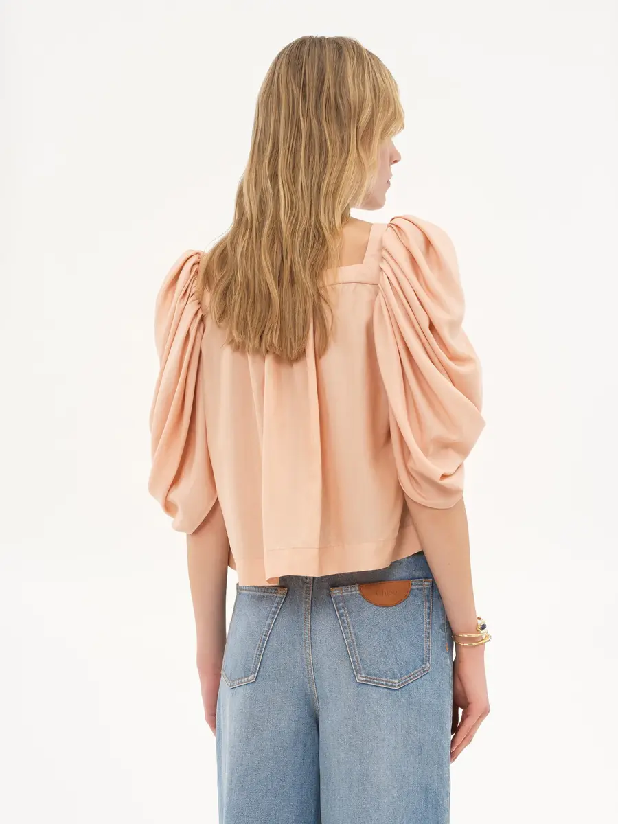 Chloé Puff-sleeve pleated top in silk poplin | Thumbnail 5 Chloé Puff-sleeve pleated top in silk poplin | Thumbnail 5
