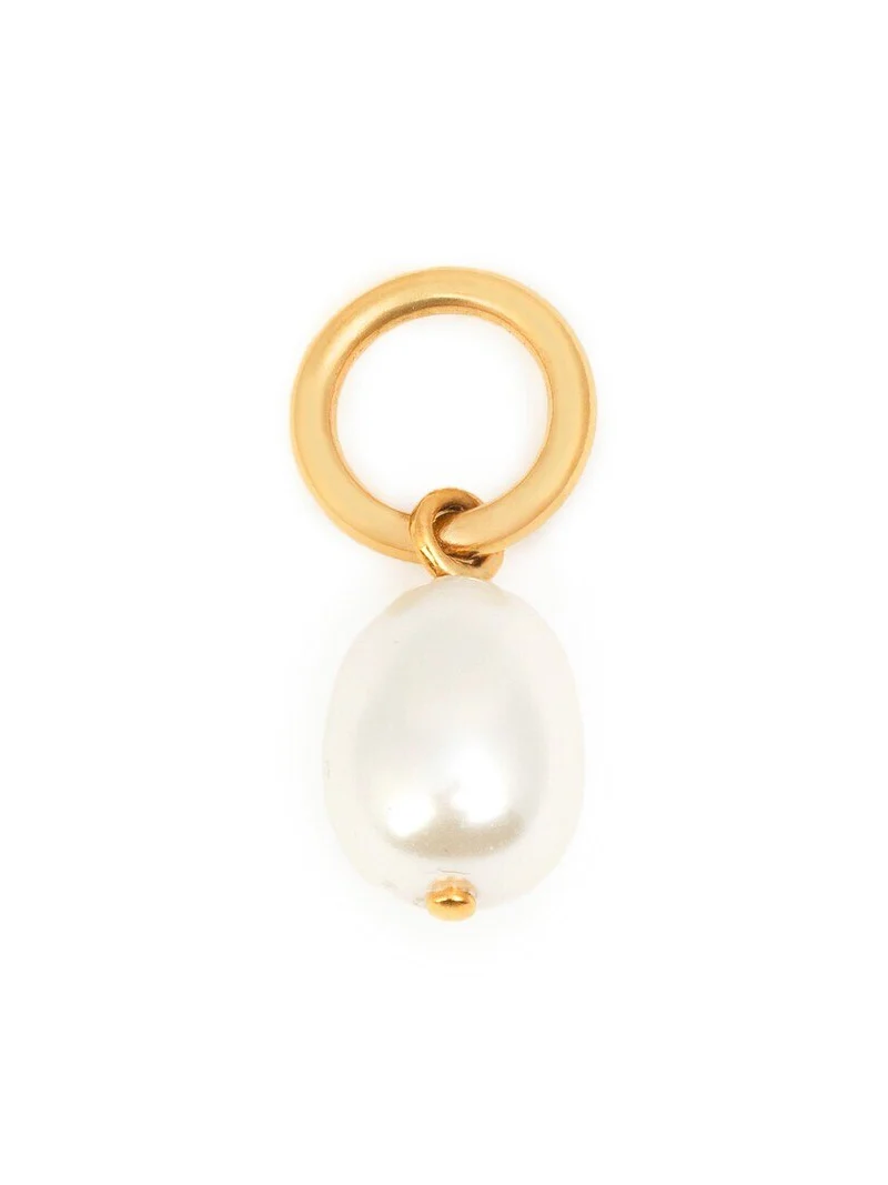Alphabet pearl charm in pearl & brass