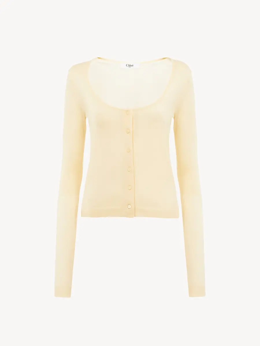 Chloé Scoop-neck fitted cardigan in superfine wool knit | Thumbnail 2 Chloé Scoop-neck fitted cardigan in superfine wool knit | Thumbnail 2