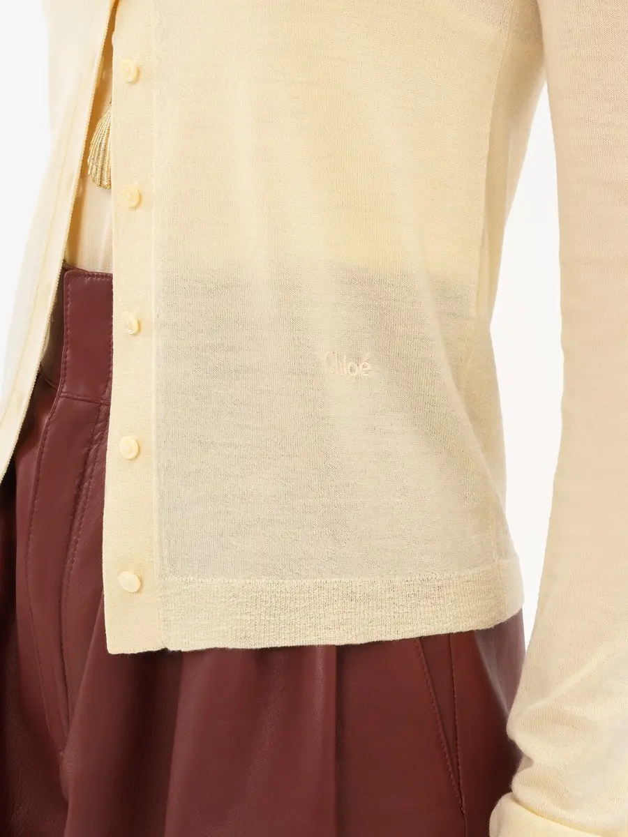 Chloé Scoop-neck fitted cardigan in superfine wool knit | Thumbnail 6 Chloé Scoop-neck fitted cardigan in superfine wool knit | Thumbnail 6